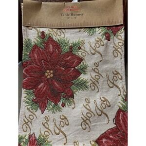 HOLIDAY COLLECTION Tapestry Poinsettia Table Runner 13 X‎ 72"